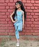 Qvink Sleeveless Striped Crop Top With Culottes Set - Blue
