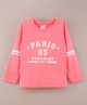 Smarty Girls Cotton Full Sleeves Top Text Print - Neon Peach