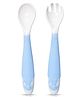 LuvLap Bendable Weaning Spoon & Fork Set, Rounded Tip, Heat-Resistant Soft Silicone, BPA Free, 3M+, Blue