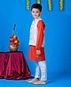 BAATCHEET Full Sleeves Kurta With All Over Flower & Leaf Motif Woven Jacquard Jacket & Pyjama - Orange