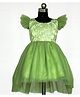 HEYKIDOO Frill Sleeves Floral Embroidered High Low Style Dress - Green