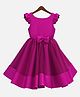HEYKIDOO Mega Sleeves Bow Embellished Flared Party Wear Dress - Dark Pink