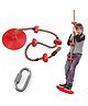 REZNOR Platforms Disc Tree Swing Seat and Climbing Knot Rope with Carabiner Hook - Red