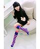 Flaunt Chic Rugby Striped & Cat Detailed Socks - Blue