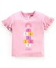 Babyhug Cotton Half Sleeves Top With Graphics and Frill Detailing - Pink