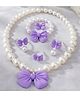 SYGA Children's Girls Necklace Earring Bracelet Ring Set Jewelry Bow Pearl Necklace Bracelet Purple - 4 Pieces