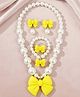 SYGA Children's Girls Necklace Earring Bracelet Ring Set Jewelry Bow Pearl Necklace Bracelet Yellow - 4 Pieces