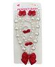 SYGA Children's Girls Necklace Earring Bracelet Ring Set Jewelry Bow Pearl Necklace Bracelet Red - 4 Pieces