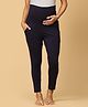 The Mom Store Comfy Belly Over Solid Maternity Leggings - Navy Blue