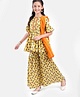 Pine Kids Printed Three Fourth Sleeves Kurti & Sharara Set With Dupatta- Yellow