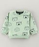 Little Kangaroos Full Sleeves Sweatshirt Animal Face Print - Light Green