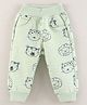 Little Kangaroos Full Length Cotton Lounge Pants Animal Face Print- Green