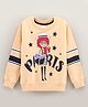Smarty Girls Full Sleeves 100% Cotton Loopknit Top Placement Print- Peach
