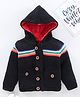 Yellow Apple Full Sleeves Hooded Sweater Rainbow Design- Black