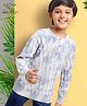 Arias Consciously Sourced Cotton Full sleeve tie dye Sweater with Cable Knit and Henley Neck - Blue and White