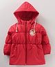 Little Kangaroos Full Sleeves Solid Hooded Quilted Jacket - Red