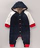 Yellow Apple Full Sleeves Cotton Hooded Romper - Navy