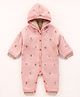 Yellow Apple Cotton Full Sleeves Hooded Winter Wear Romper Star Print - Peach