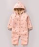Yellow Apple Cotton Full Sleeves Hooded Winter Wear Romper Star Print - Peach