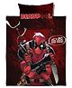 Marvel Avengers Single Cotton Bedsheet With 1 Pillow Cover Deadpool Print - Red