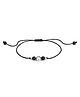 Silver Arts 925 Pure Silver Heart Charms Adjustable Thread Anklet - Black
