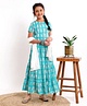 Pine Kids Printed Half Sleeves Choli & Lehenga Set With Dupatta- Turqouise