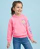 Doreme Full Sleeves Knit Sweatshirt Placement Print- Pink