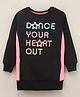 Vitamins Full Sleeves Brushed Fleece Winter Dress Text Print- Black