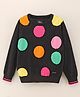 Vitamins Full Sleeves Flat Knit Winter Tee Polka Dots Printed - Black
