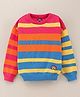 Vitamins Cotton Full Sleeves Striped Flat Knit Top - Multicolor