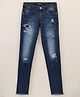 Vitamins Full Length Washed Distressed Jeans - Raw Blue