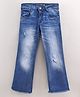 Vitamins Full Length Flare Washed Denim & Distressed Jeans Solid- Blue