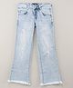 Vitamins Full Length Flare Washed Denim Jeans  - Blue