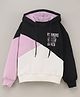 Vitamins Full Sleeves Colour Block Hooded Sweatshirt Text Print - Purple