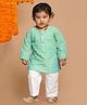 Vastramay Full Sleeves Front Button Closure Solid Kurta & Pajama Set - Green
