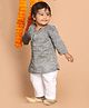 Vastramay Full Sleeves Front Button Closure Solid Kurta & Pajama Set - Grey