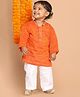 Vastramay Full Sleeves Front Button Closure Solid Kurta & Pajama Set - Orange