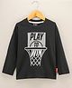 Fido Cotton Knit Full Sleeves T Shirt Text Printed - Charcoal