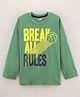 Fido Cotton Knit Full Sleeves T Shirt Text Printed - Green