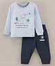 First Smile Full Sleeves T-Shirt And Jogger Set Bear Print - Blue
