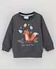 Ollypop Cotton Knit Full Sleeves Fox Patched Sweatshirt - Ash Grey