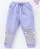 Babyhug Full Length Cotton Lounge Pant Butterfly foil  Print With Ribbed Waist - Blue