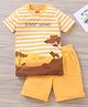 Babyhug Cotton Knit Half Sleeves Striped T-Shirt & Shorts Set - Orange
