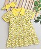BUMZEE Half Sleeves Floral Printed Dress With Headband - Yellow