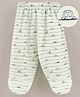 Child World Cotton Knit Footed Bootie Leggings Striped & Cars Printed - Green