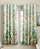 SEJ by Nisha Gupta Set of 2 Floral Eyelet Window Curtains - Green