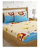 HOSTA HOMES 280 GSM Glaced Cotton Double Size Bedsheet With 2 Pillow Covers Lion Print - Multicolor