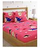 HOSTA HOMES 280 GSM Glaced Cotton Double Size Bedsheet With 2 Pillow Covers Whale Print - Multicolor