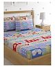 HOSTA HOMES 280 GSM Glaced Cotton Double Size Bedsheet With 2 Pillow Covers Multi Print - Multicolor