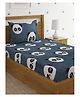 HOSTA HOMES 280 GSM Glaced Cotton Single Bed Sheet With 1 Pillow Cover Stars & Clouds Print - Grey